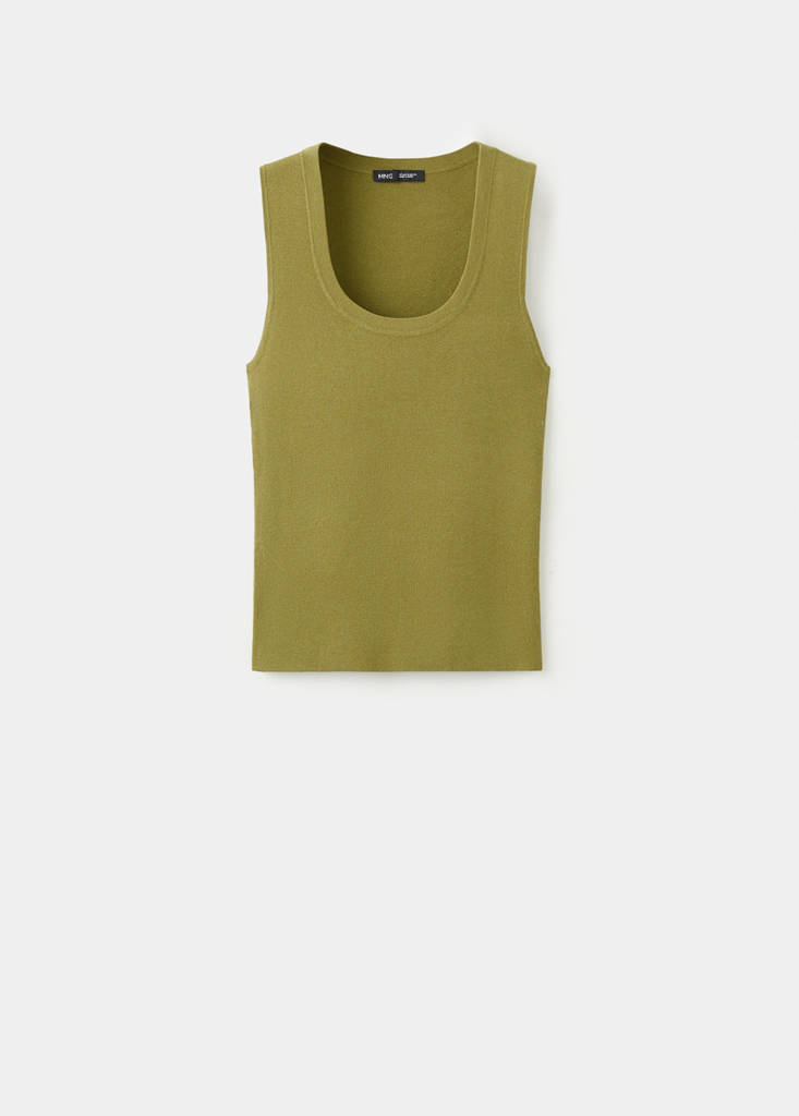 Round-neck knitted top — Green
