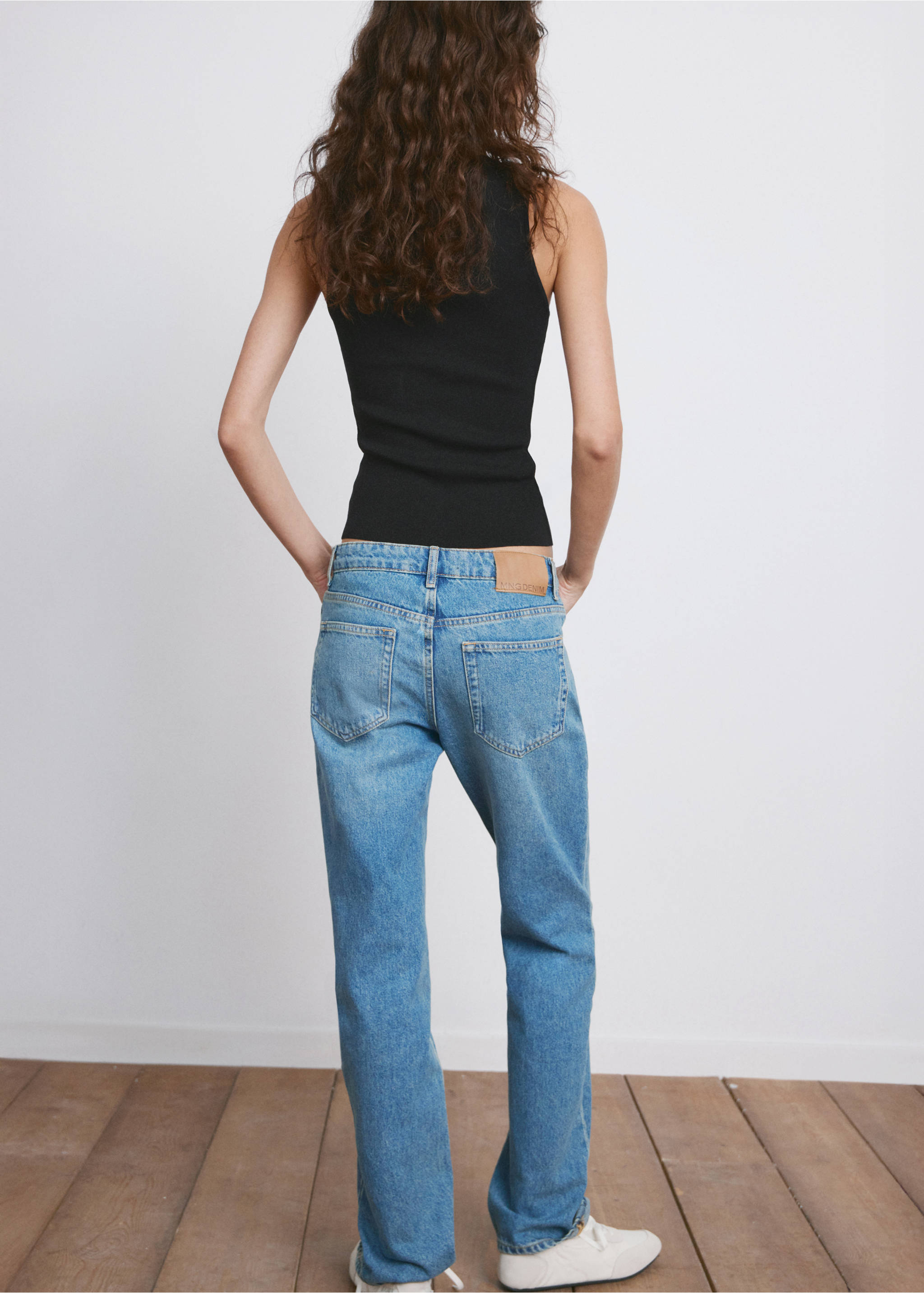 Top maille coton lin - Verso de l’article, Noir. Ref: 27065834-00.