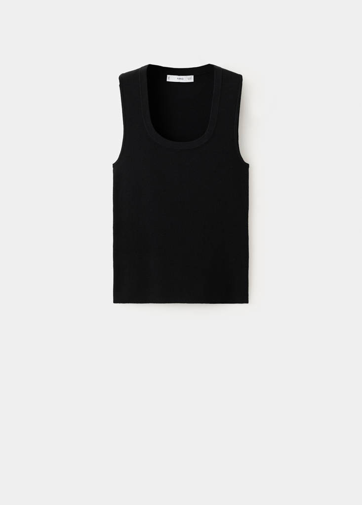 Round-neck knitted top — Black