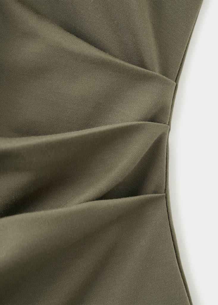 T-shirt with gathered details — Khaki
