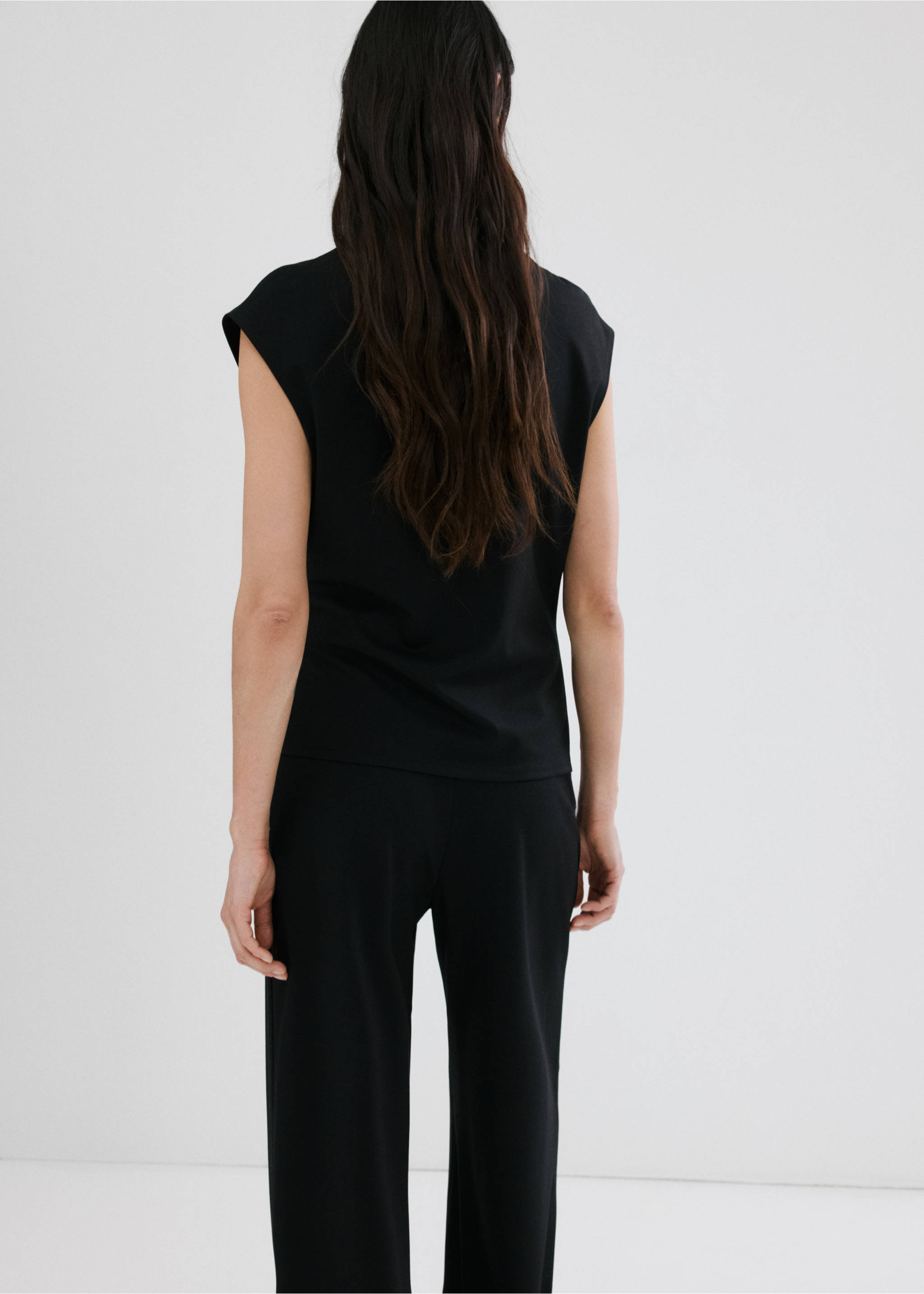 T-shirt with gathered details - Reverse of the article, Black. Ref: 27065835-00.