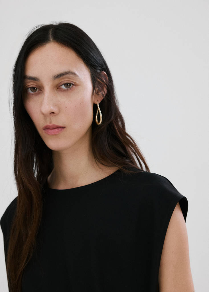 T-shirt with gathered details — Black