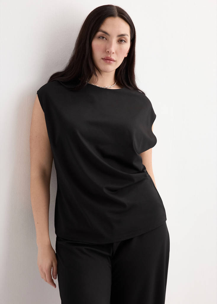 T-shirt with gathered details — Black