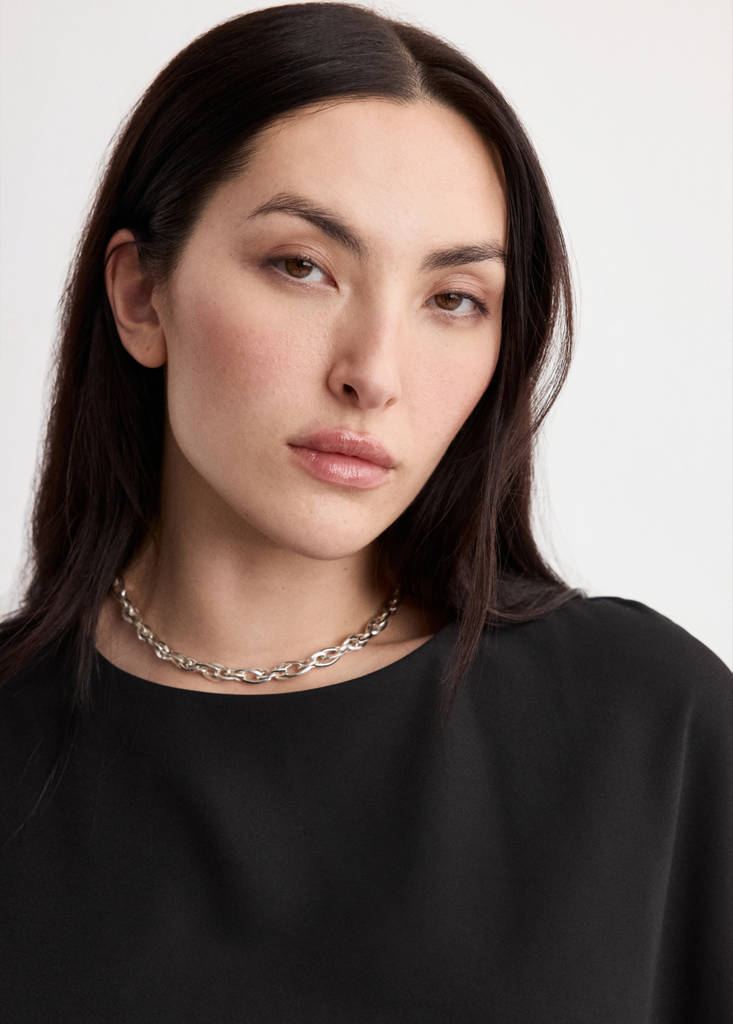 T-shirt with gathered details — Black