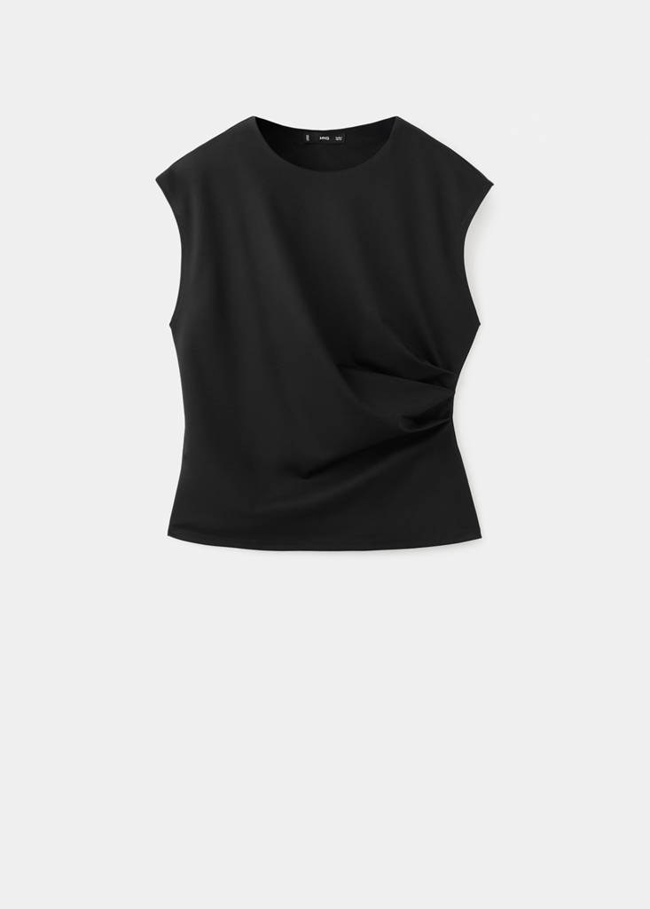 T-shirt with gathered details — Black