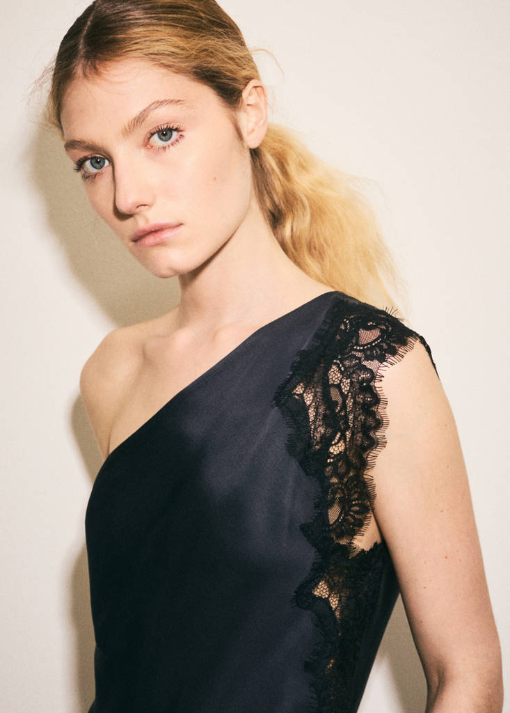 Asymmetrical lace lingerie top