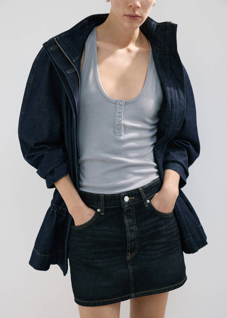 Low-rise denim mini skirt — Dark Blue