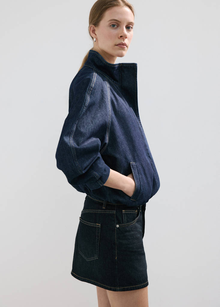 Low-rise denim mini skirt — Dark Blue