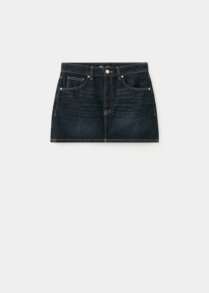 Low-rise denim mini skirt — Dark Blue