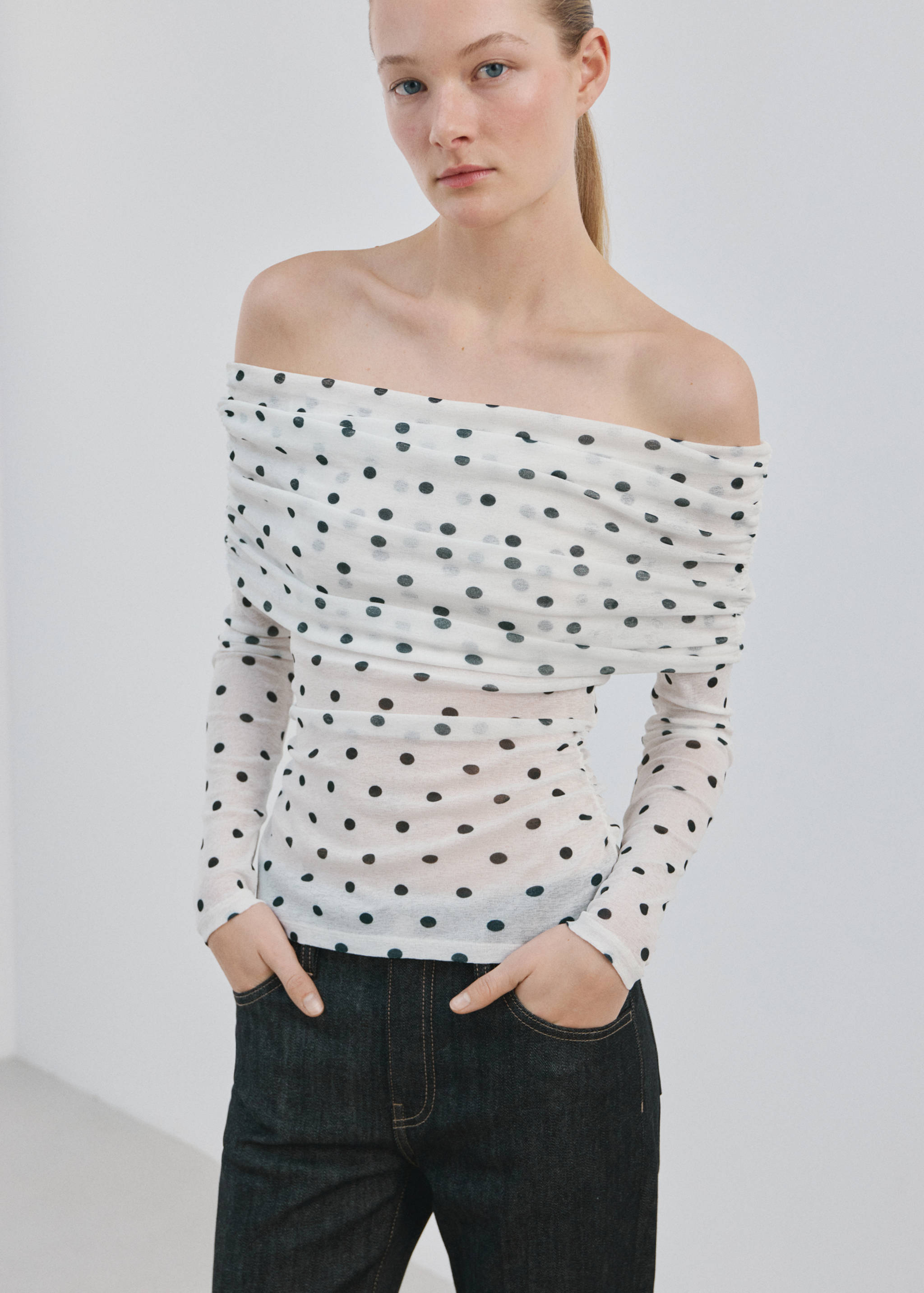 Polka dot strapless top - Medium plane