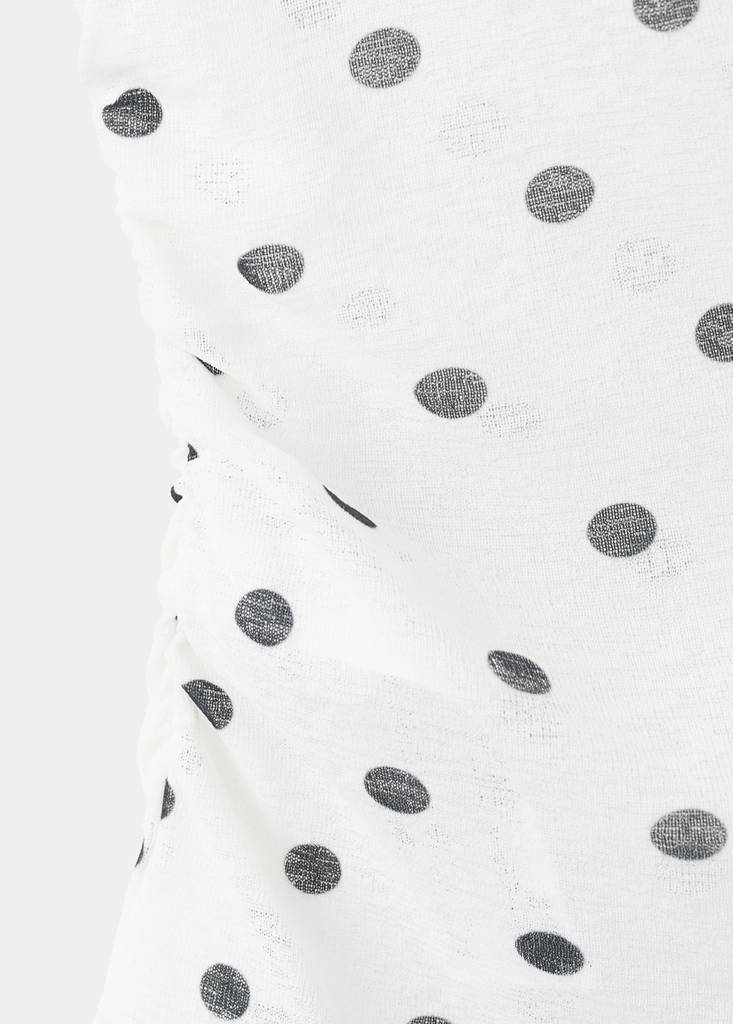 Polka dot strapless top — White