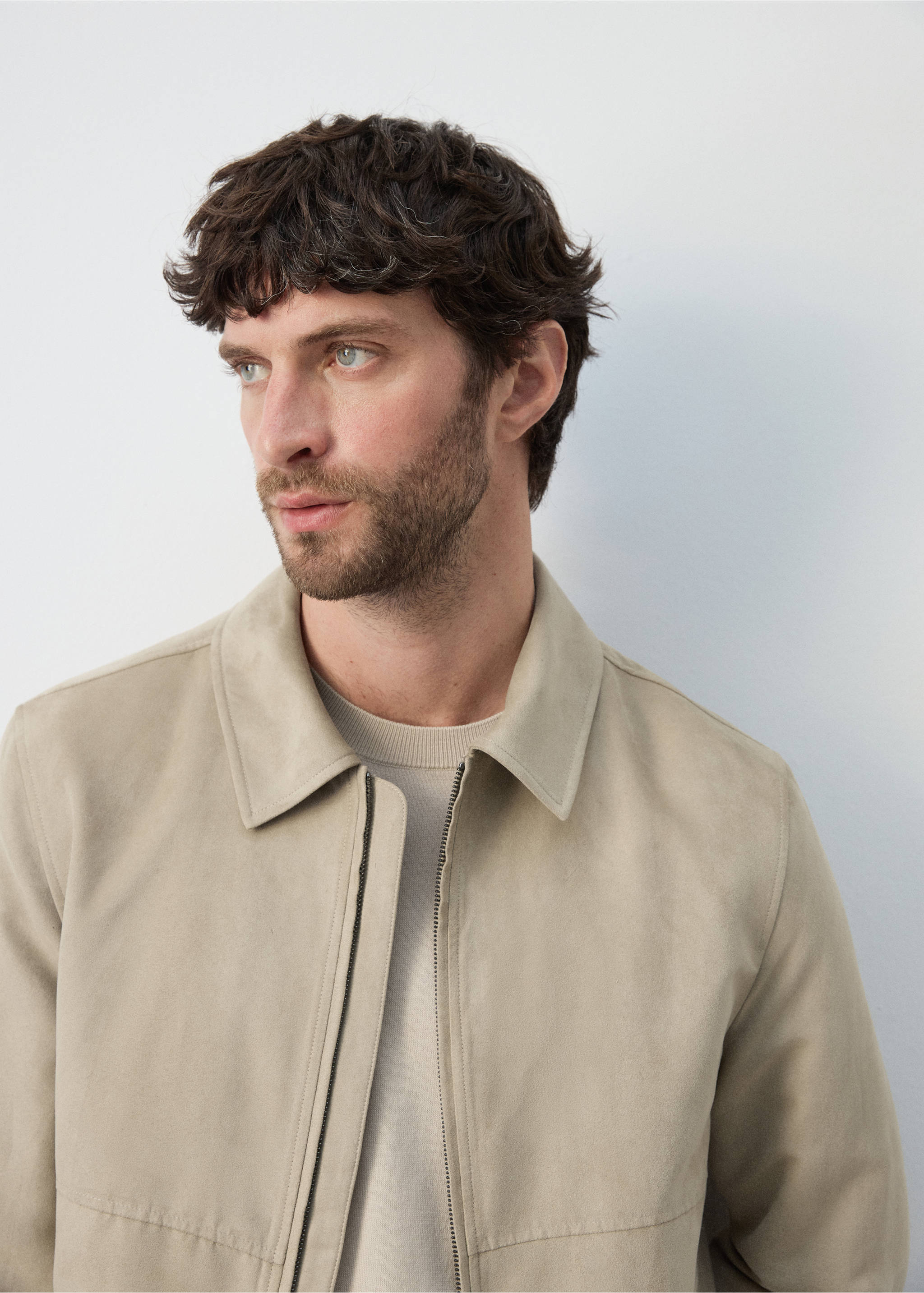 Chaqueta efecto ante - Detalle del artículo 1, Beige. Ref: 27065928-00.