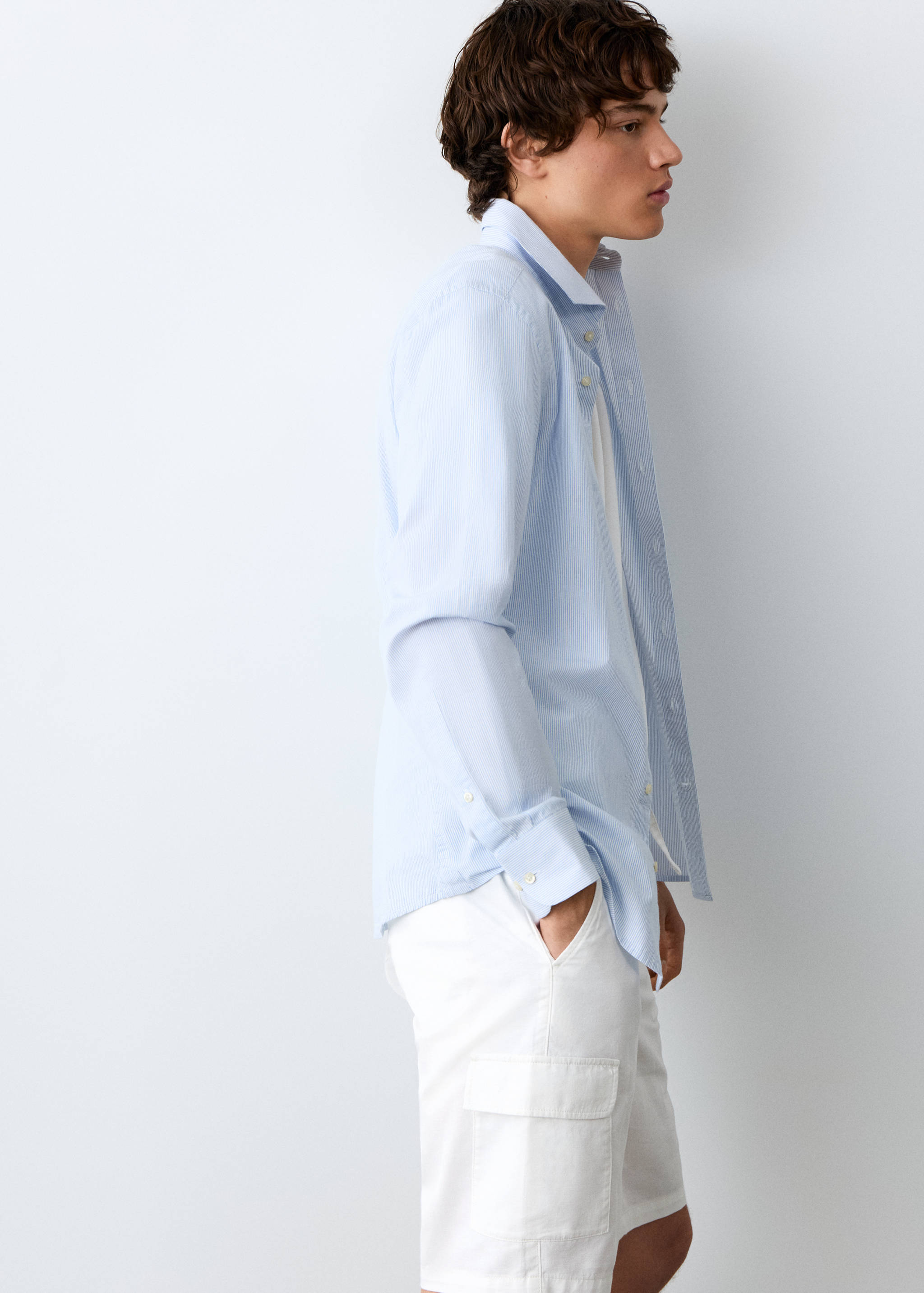 Bermuda cargo coton lin - Plan moyen