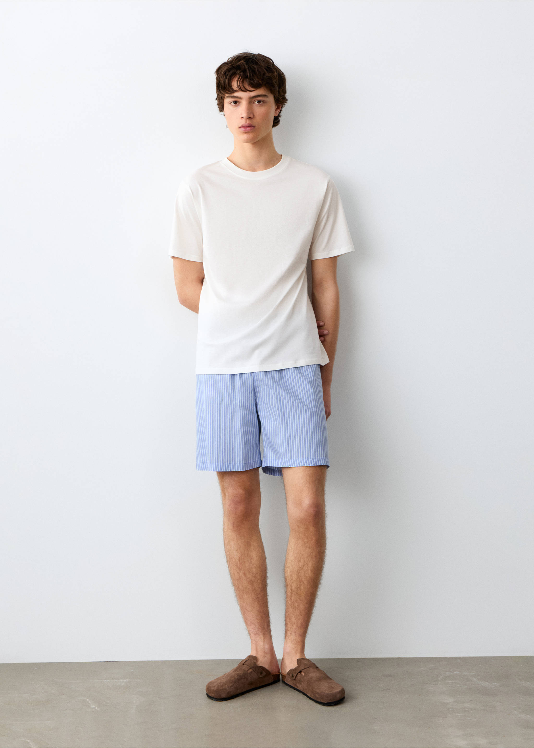 Striped cotton short pyjamas - General plane, Blue. Ref: 27065932-00.
