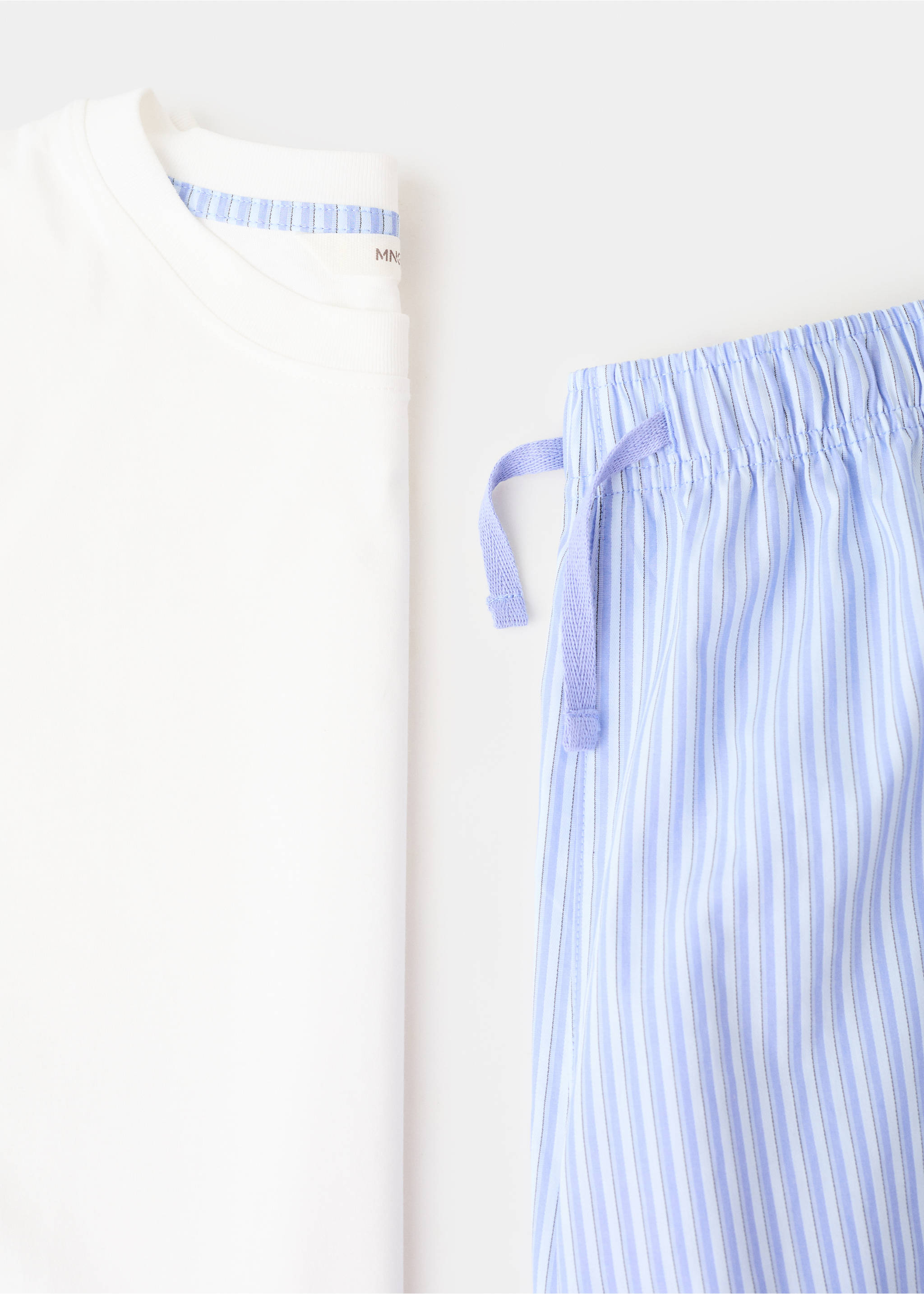 Pijama corto algodón rayas - Detalle del artículo 8, Azul. Ref: 27065932-00.