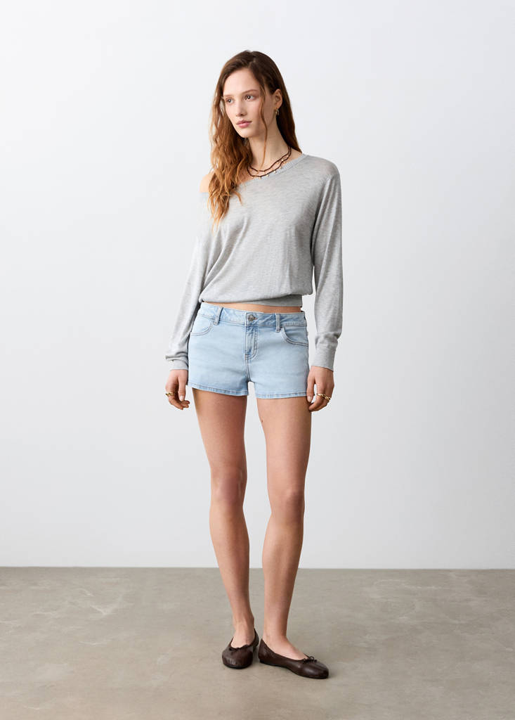 Micro fit low waist shorts — Light Blue