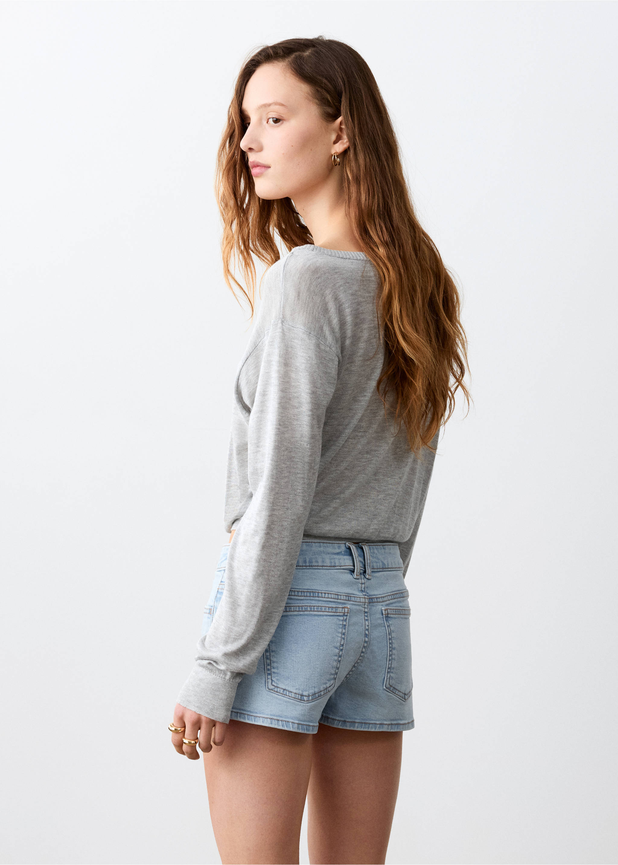 Micro fit low waist shorts - Reverse of the article, Light Blue. Ref: 27065935-00.