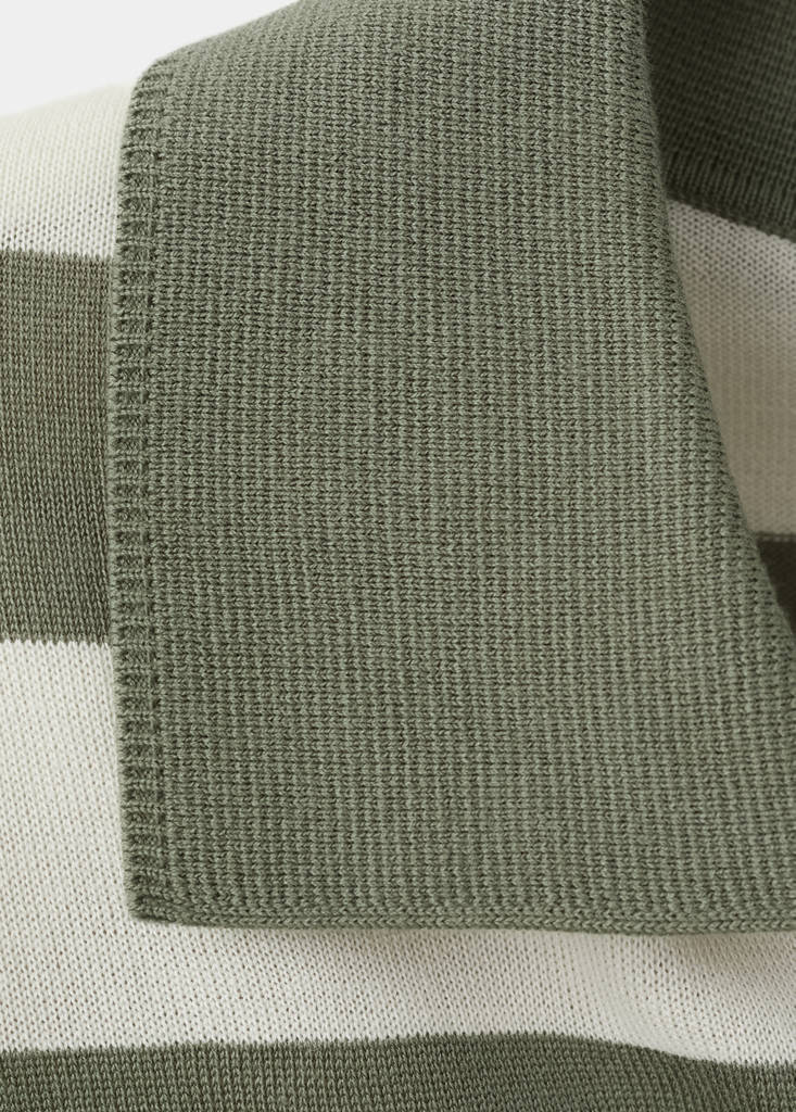 Fine knit polo sweater 100% cotton — Forest Green