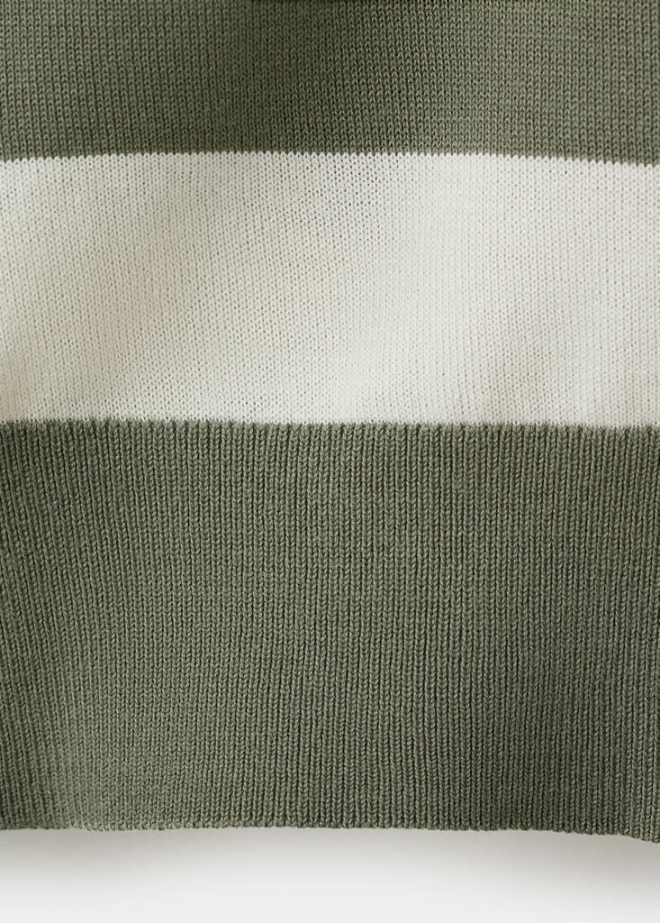 Fine knit polo sweater 100% cotton — Forest Green