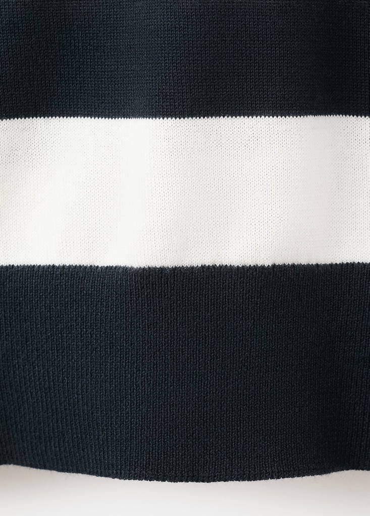 Fine knit polo sweater 100% cotton — Navy