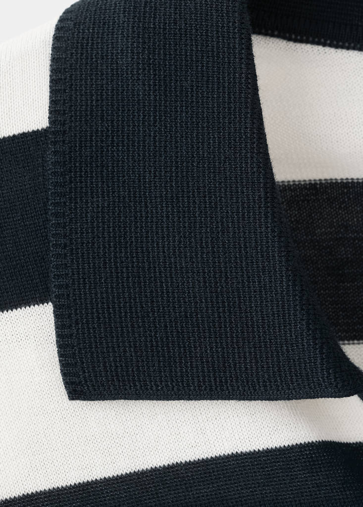 Fine knit polo sweater 100% cotton — Navy
