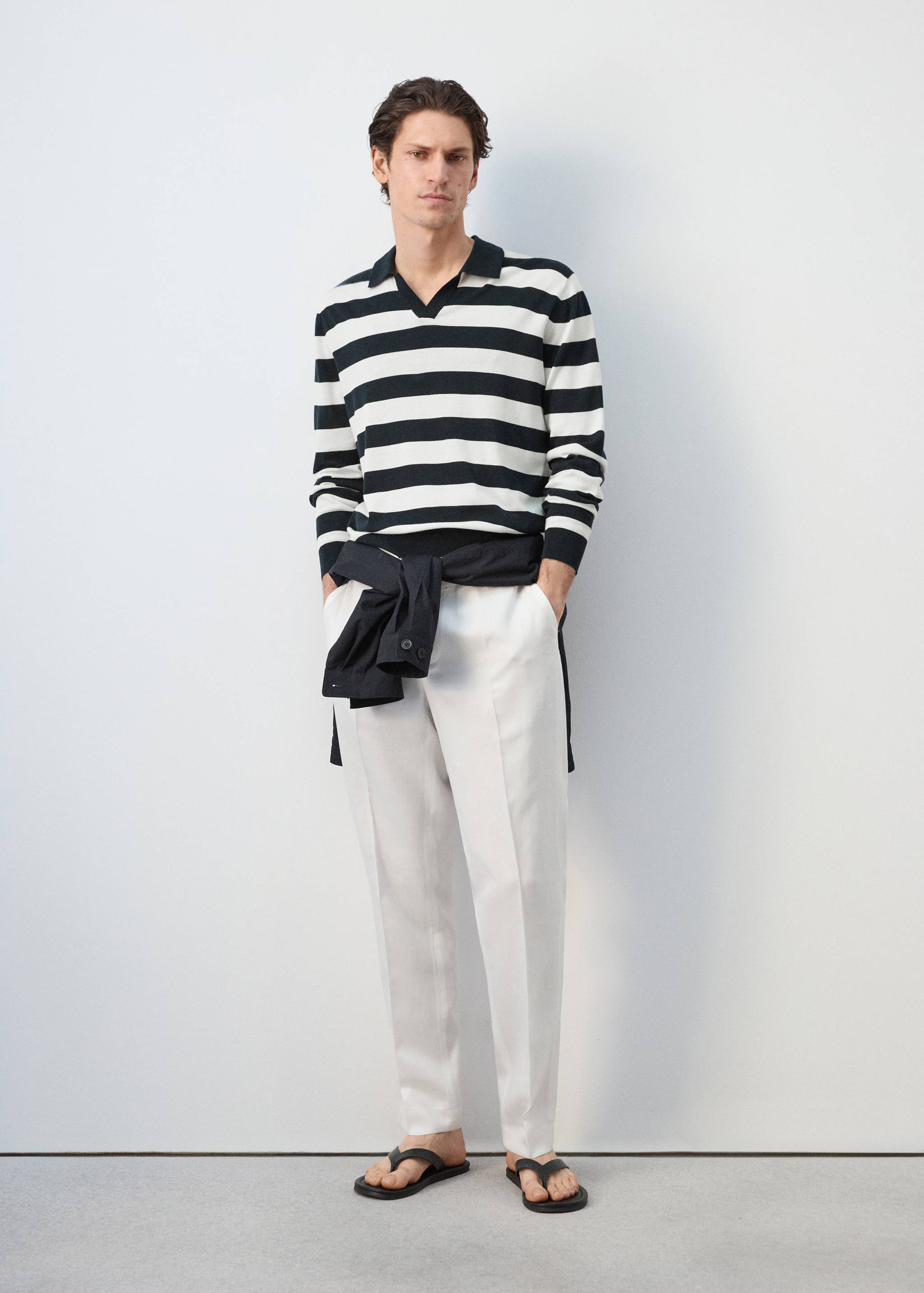 Pull polo maille fine 100 % coton - Plan général