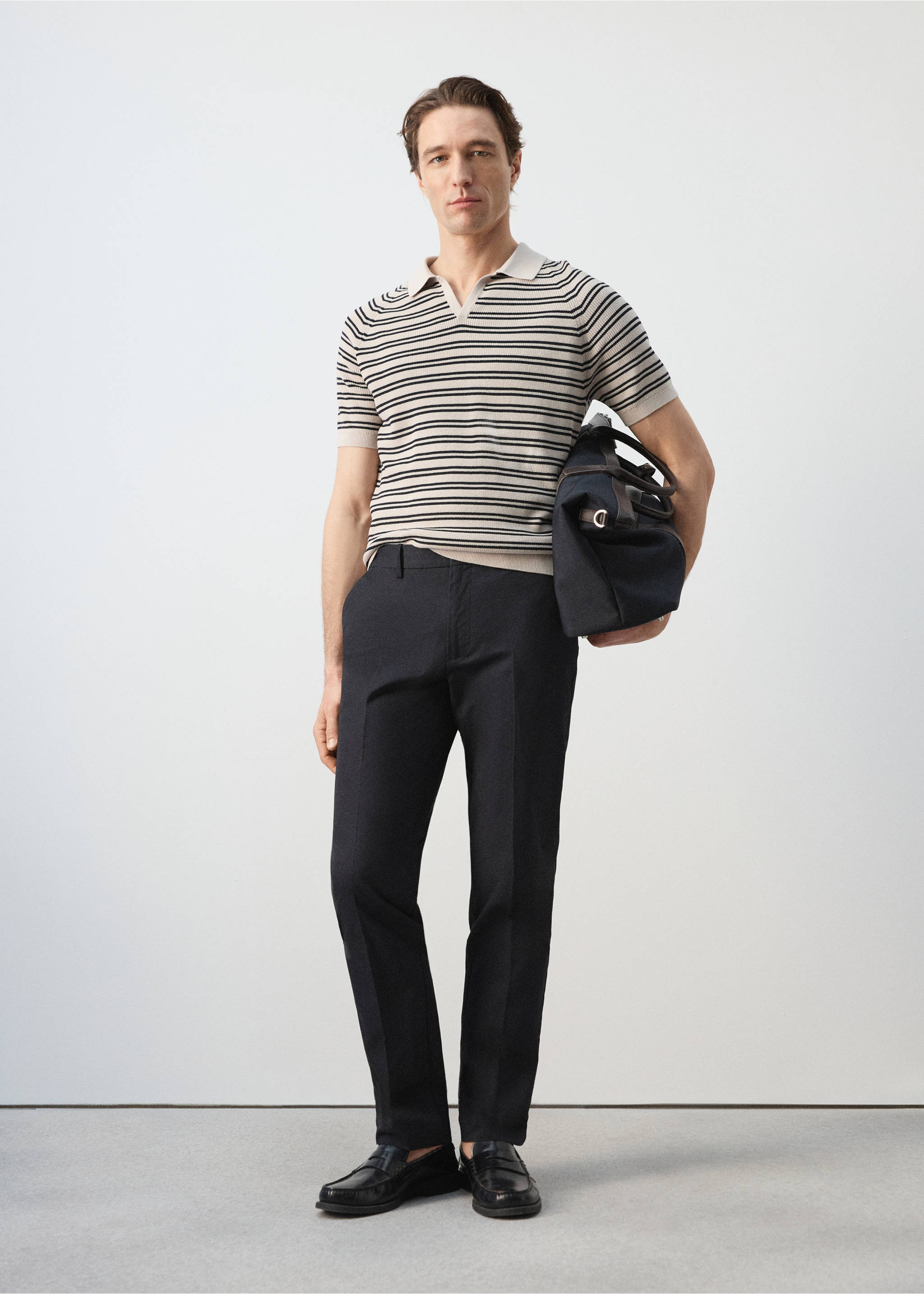 Polo 100% algodón punto rayas - Plano general, Beige. Ref: 27065938-00.