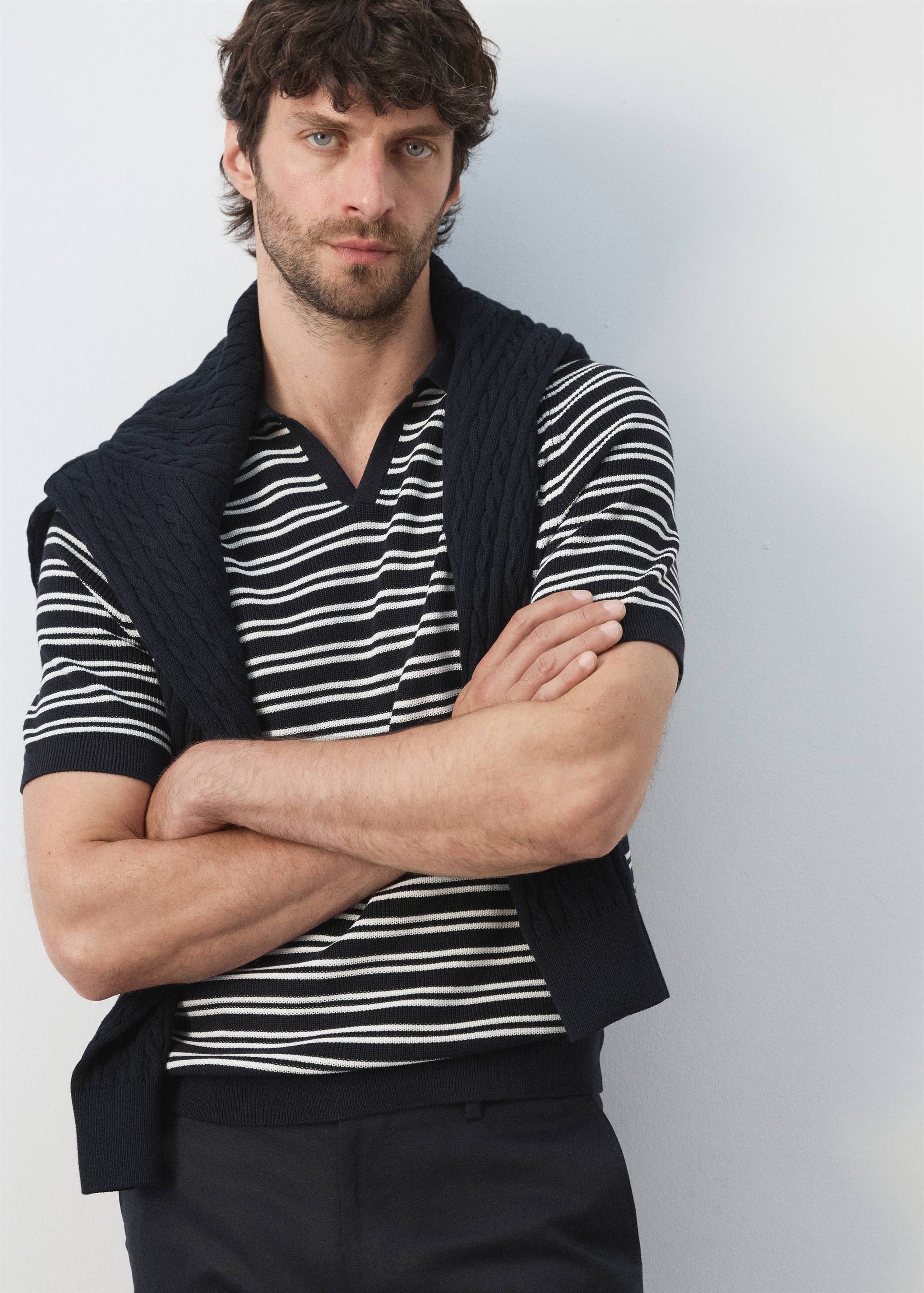 بولو 100% قطن بنمط مخطط - رؤية وسط