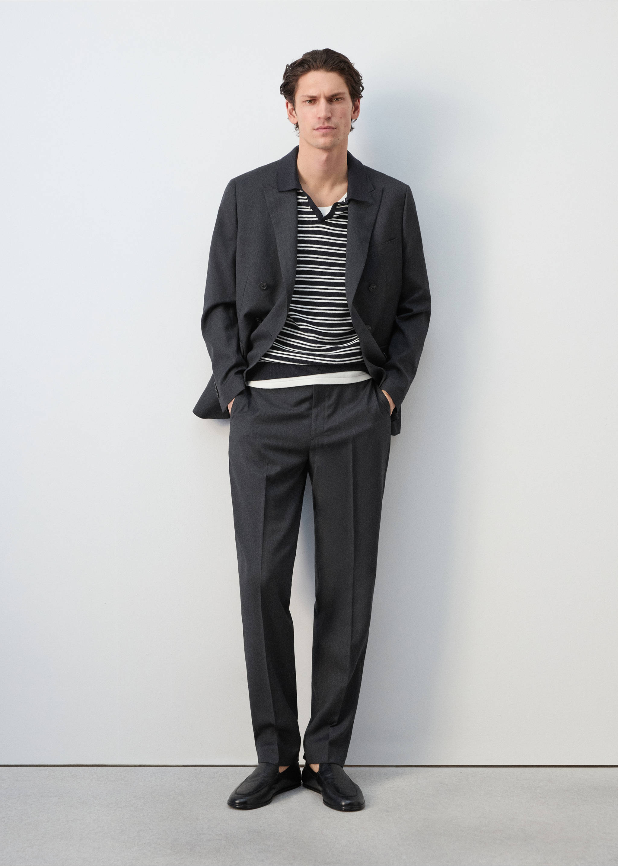 Polo 100 % coton maille à rayures - Plan général, Bleu marine. Ref: 27065938-03.