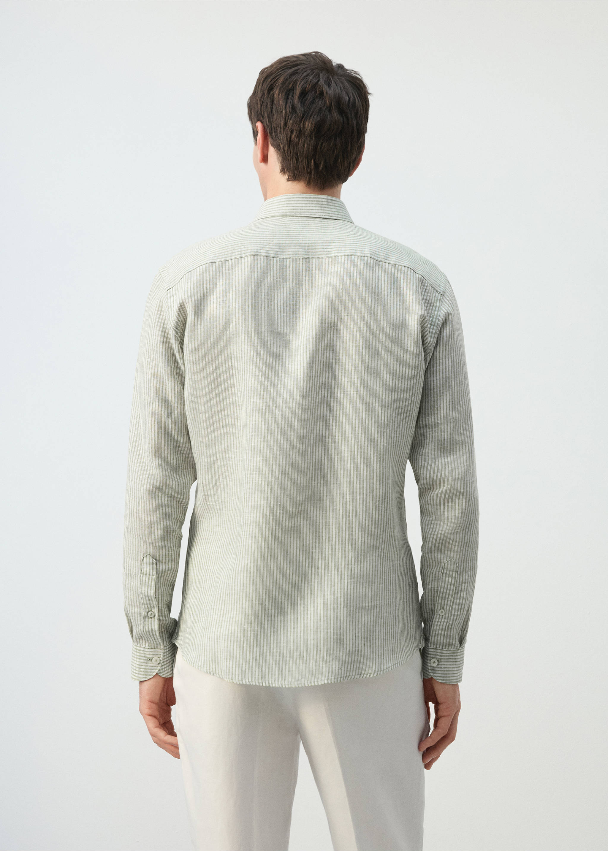 Рубашка regular fit 100% лен - Обратная сторона изделия, Хаки. Ref: 27065940-00.