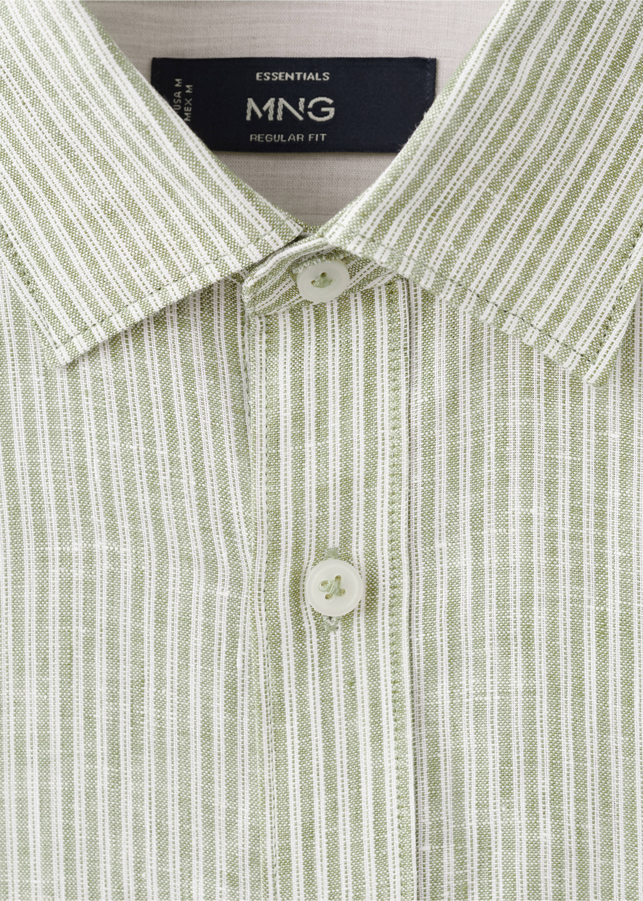 Рубашка regular fit 100% лен - Деталь изделия 8, Хаки. Ref: 27065940-00.