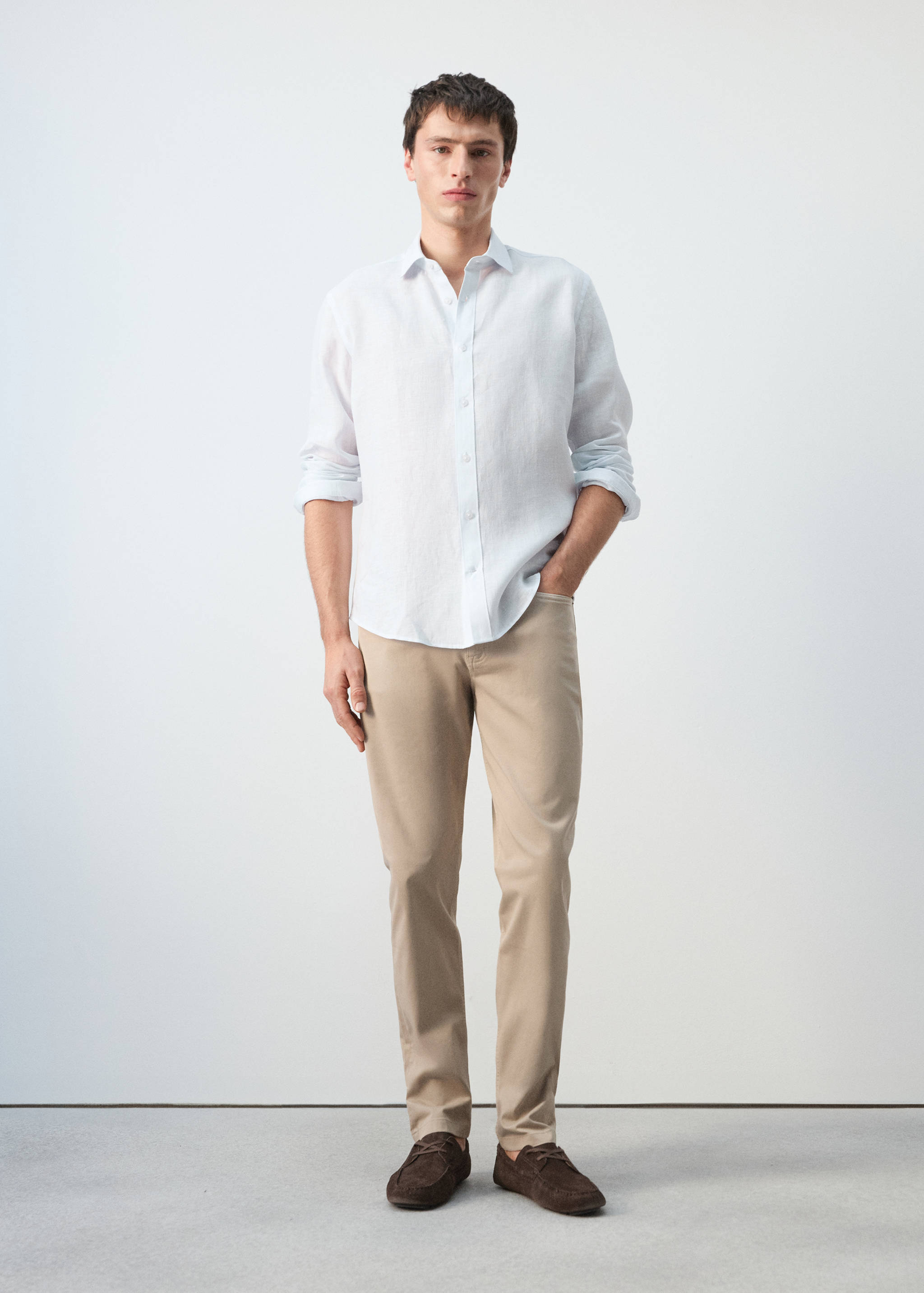 Regular-fit 100% linen shirt - General plane