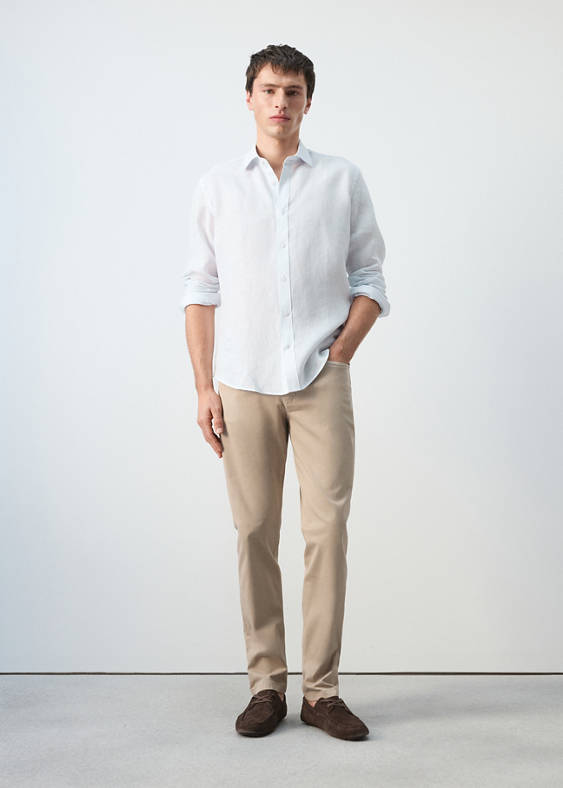 Koszula regular fit z 100% lnu w paski