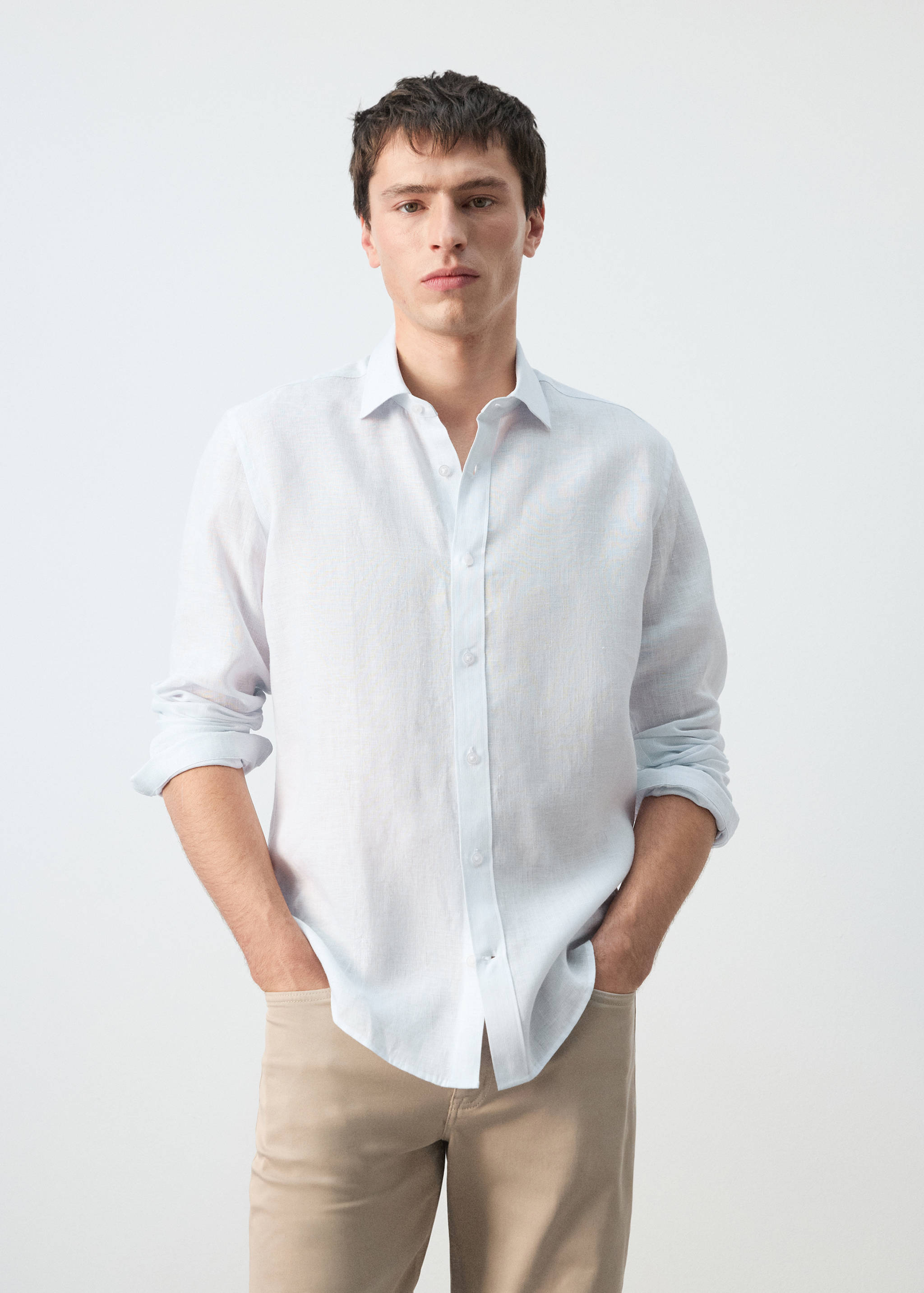Regular-fit 100% linen shirt - Medium plane