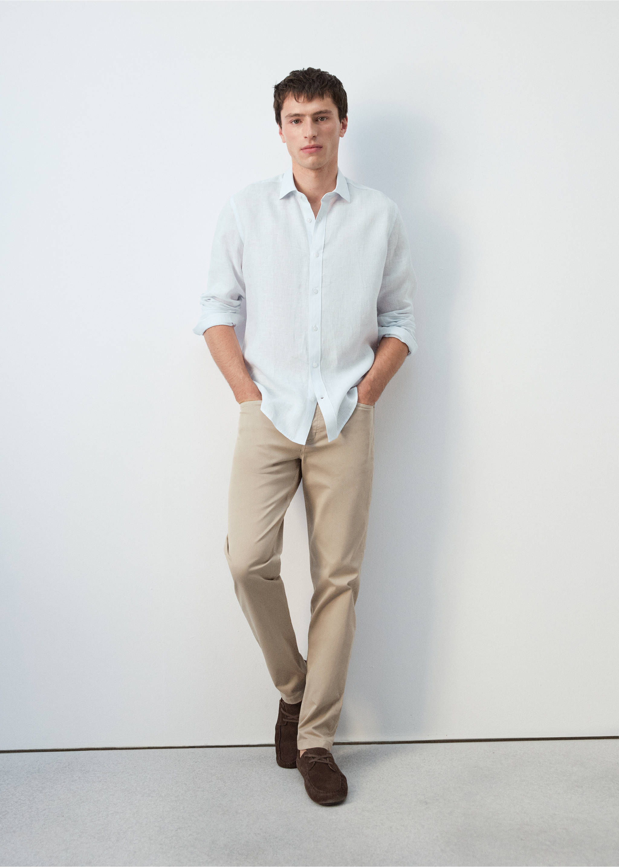 Рубашка regular fit 100% лен - Деталь изделия 6, Небесно-голубой. Ref: 27065940-00.