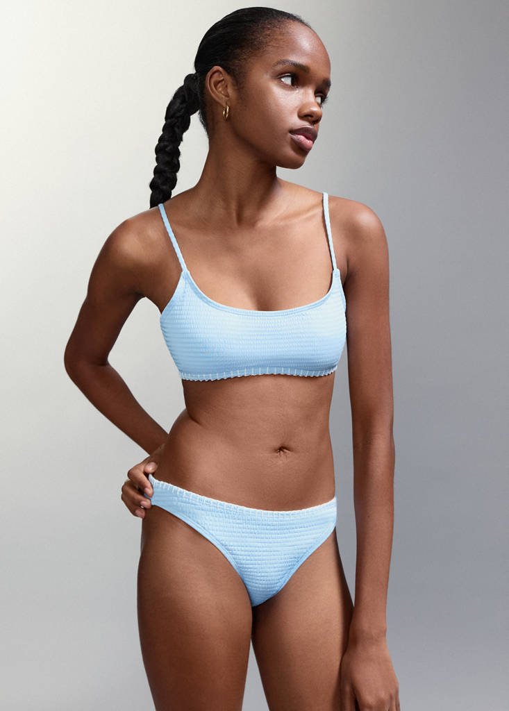Ruched bikini with classic briefs — Blue