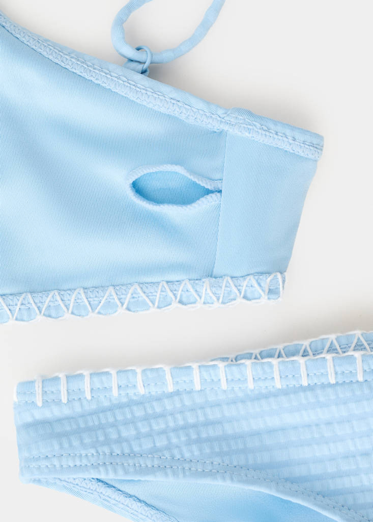 Ruched bikini with classic briefs — Blue
