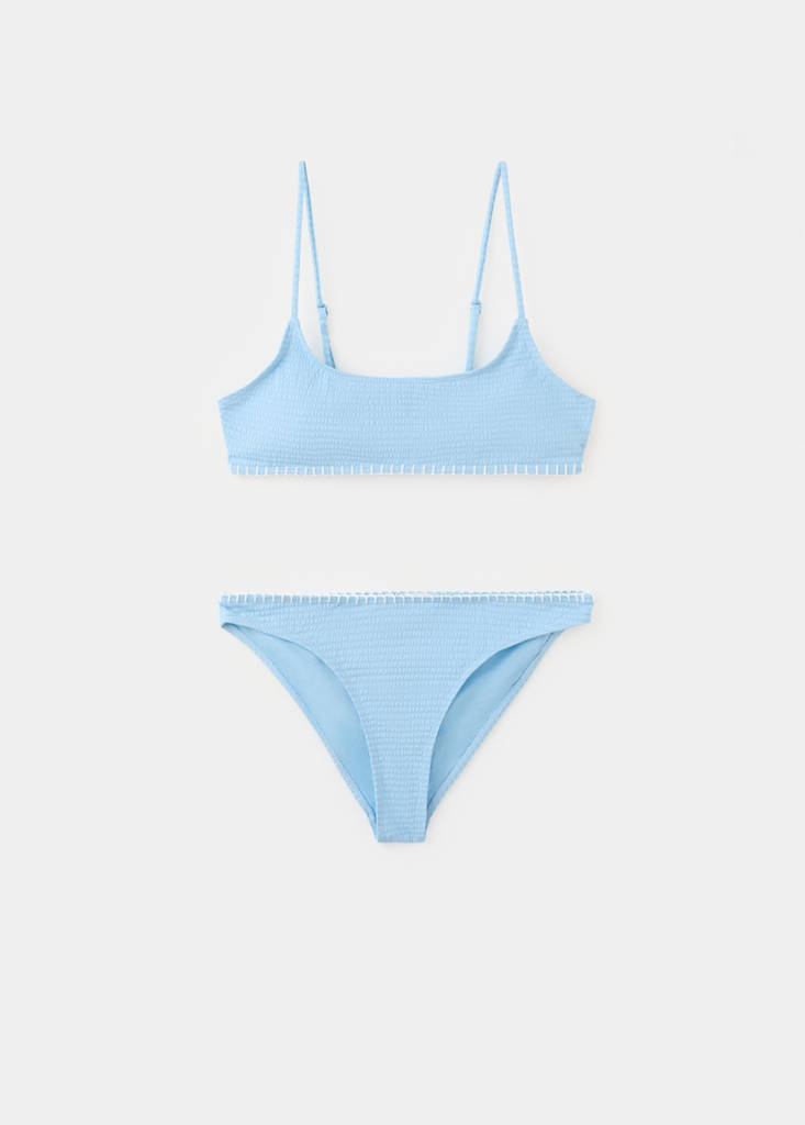 Ruched bikini with classic briefs — Blue