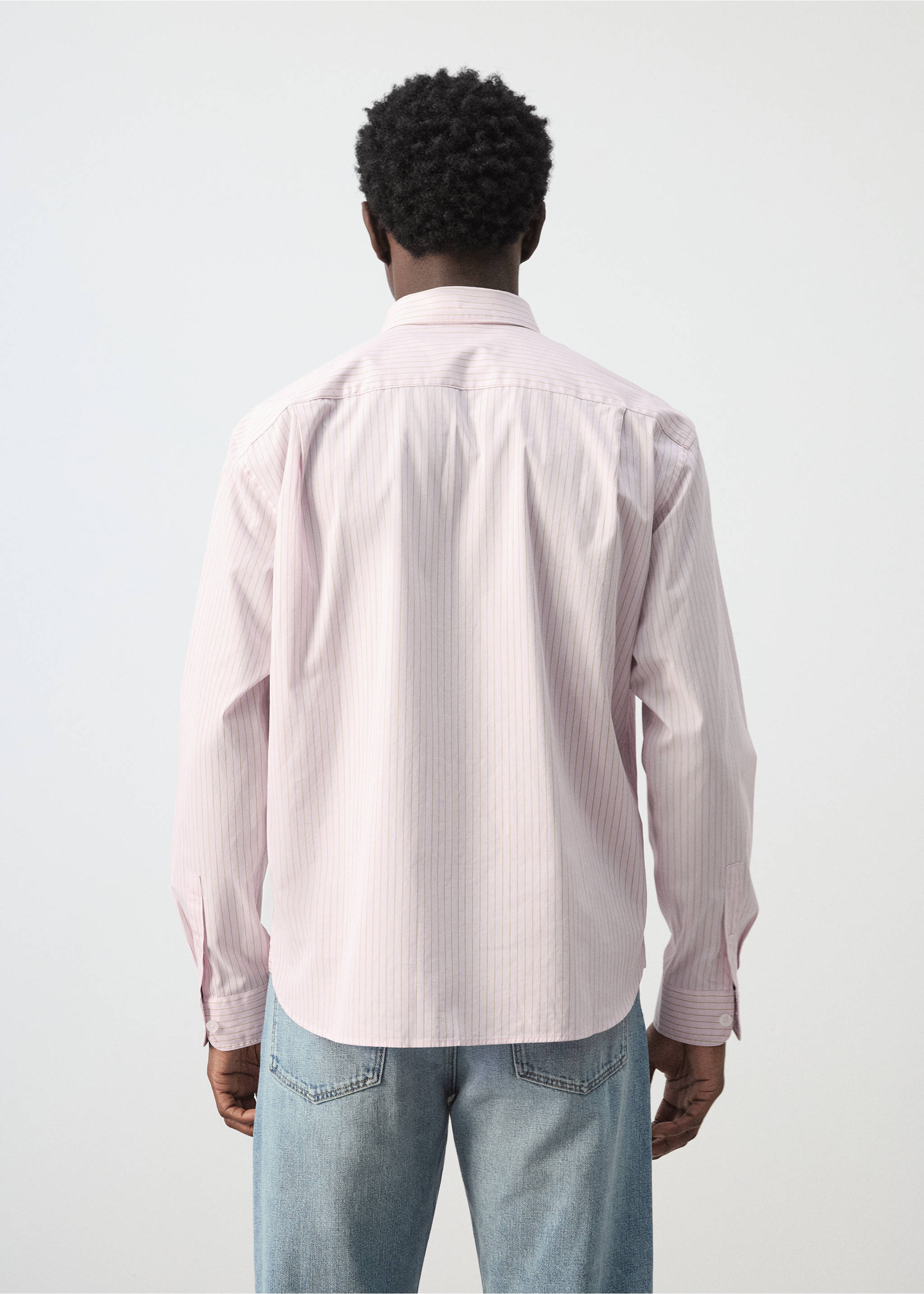 100% cotton relaxed fit striped shirt - Reverse of the article, Pastel Pink. Ref: 27065945-00.