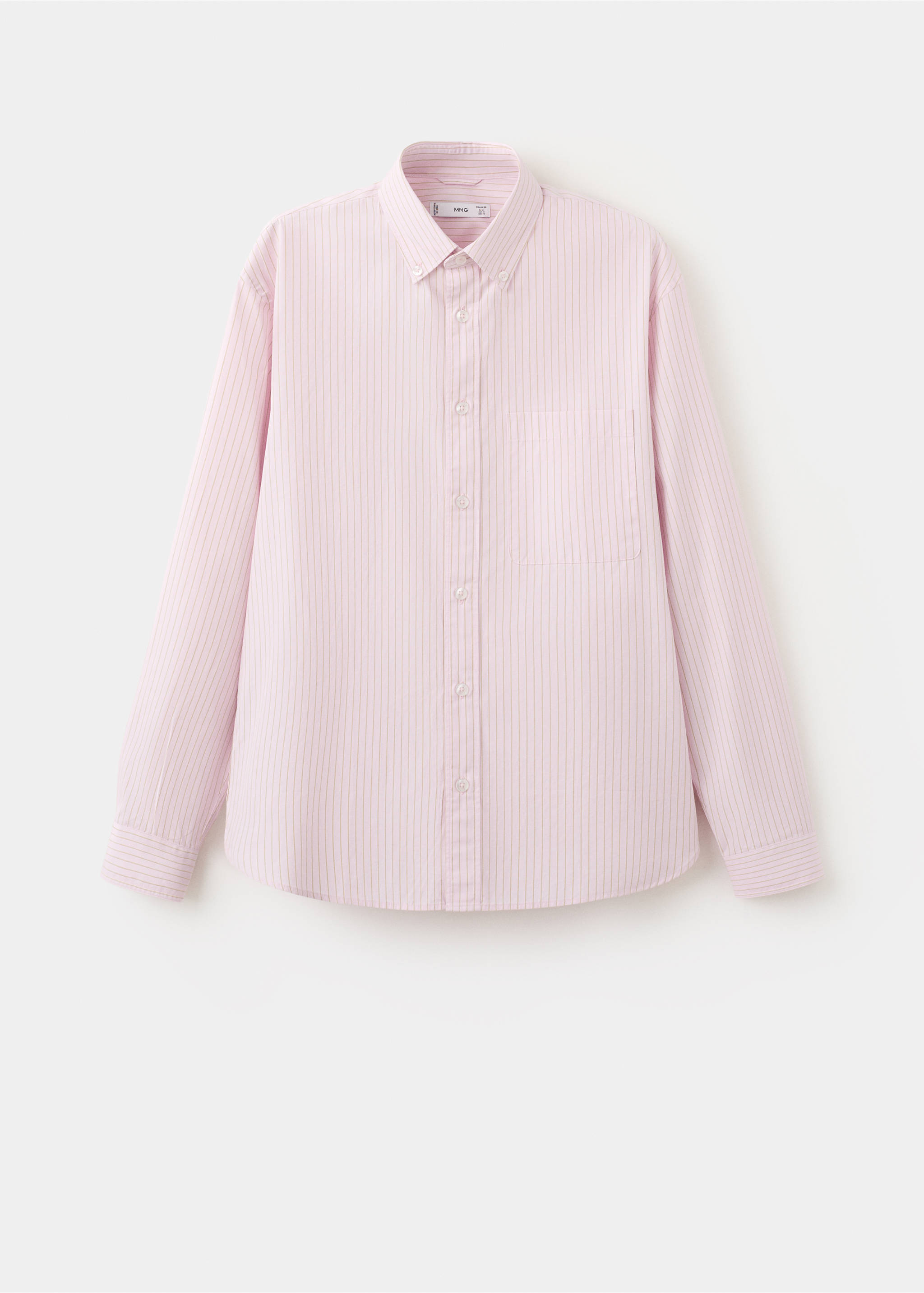 100% cotton relaxed fit striped shirt - Article without model, Pastel Pink. Ref: 27065945-00.