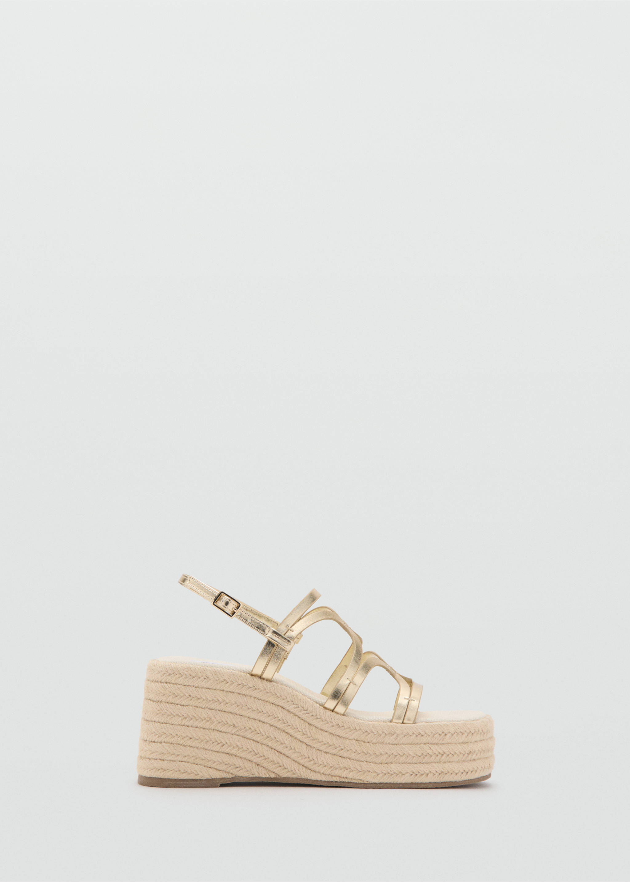 Platform sandals with metallic straps - Article without model, Gold. Ref: 27065946-00.