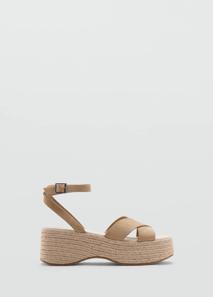 Platform sandals with crossed straps — Medium Brown