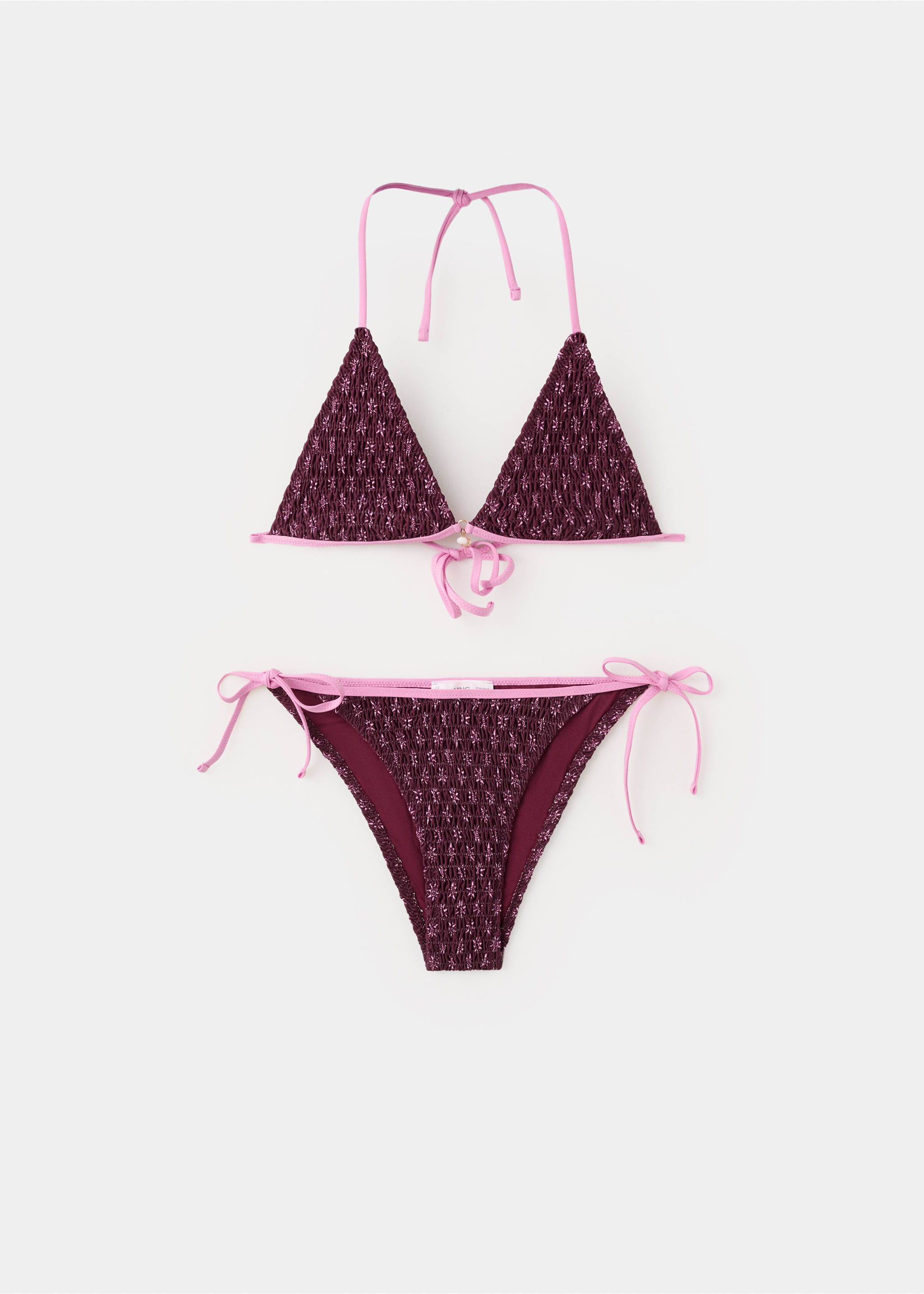 Ruched bikini with mid-rise bottoms - Article without model, Burgundy. Ref: 27065951-00.