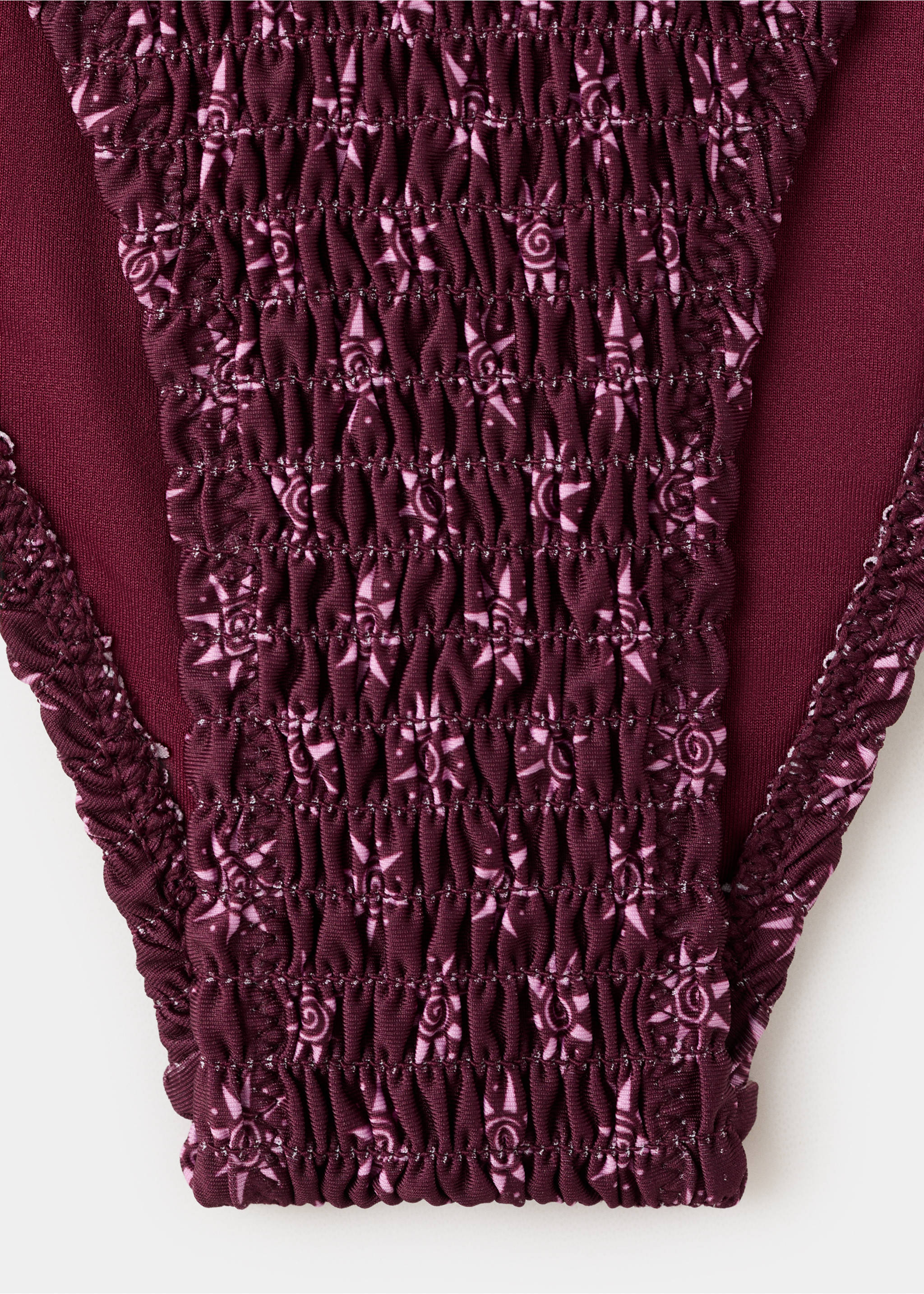 Ruched bikini with mid-rise bottoms - Details of the article 8, Burgundy. Ref: 27065951-00.