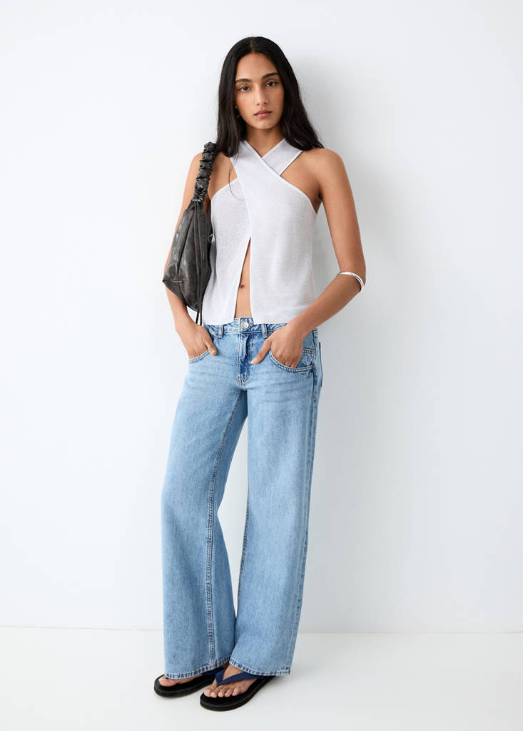 Gekreuztes Lurex-Top — Silber