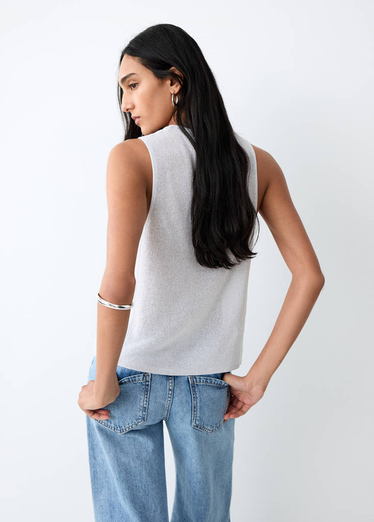 Gekreuztes Lurex-Top — Silber