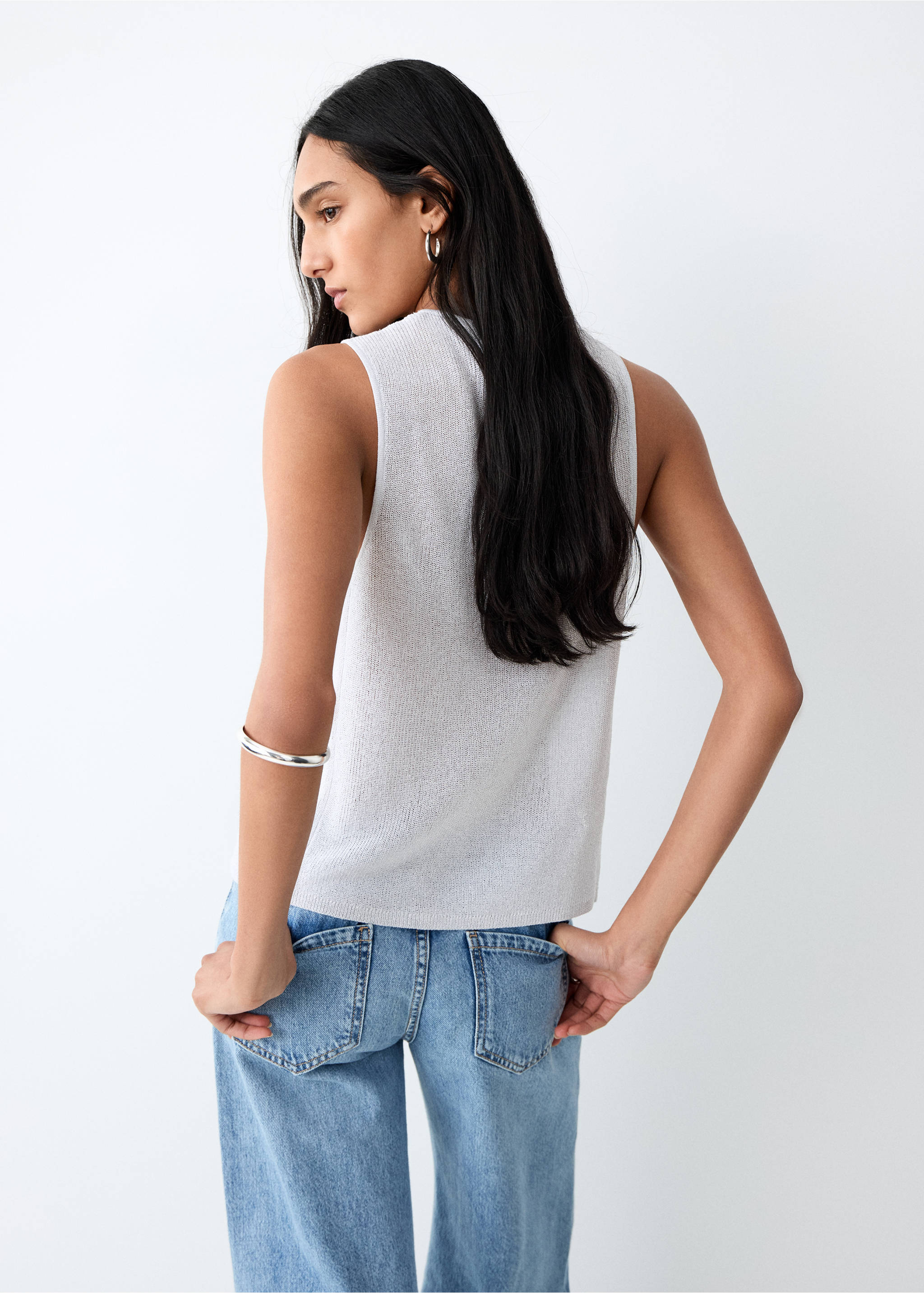 Lurexový zavinovací top - Zadní strana zboží, Stříbrná. Ref: 27065954-00.