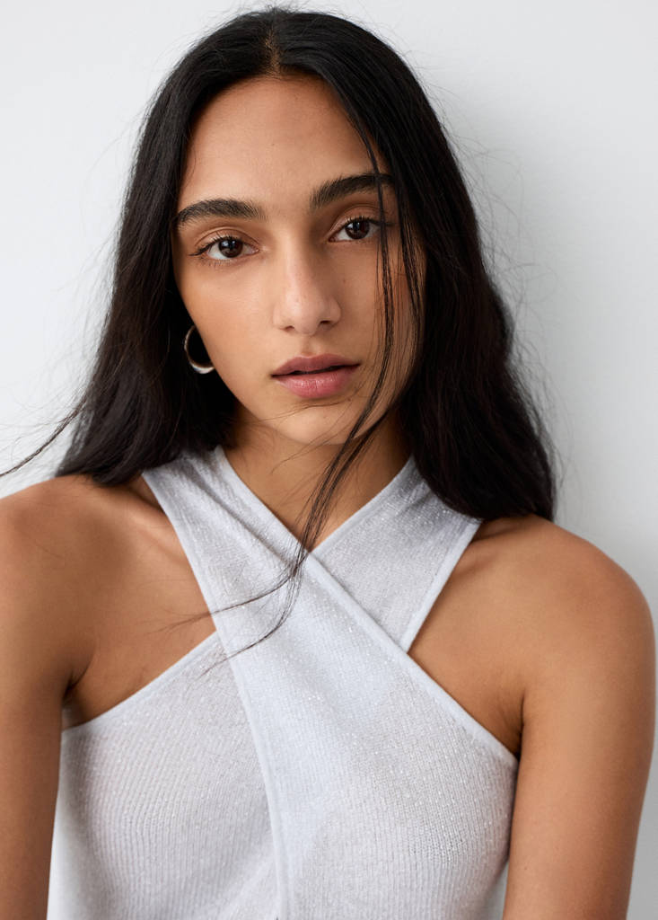 Gekreuztes Lurex-Top — Silber