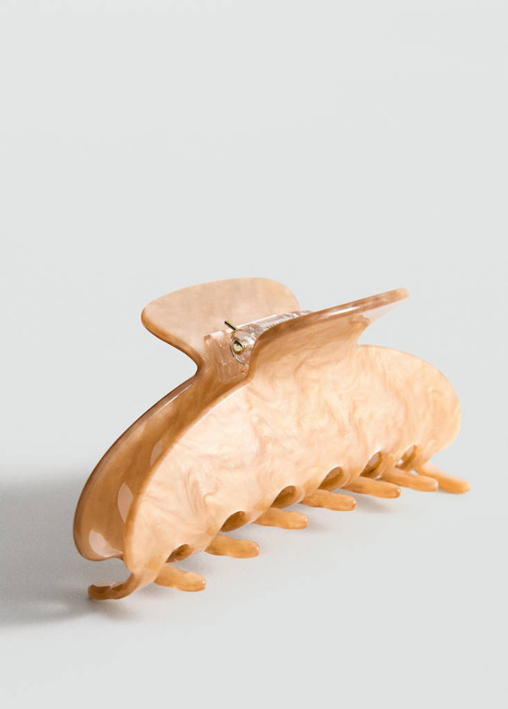 Pearl-effect hair clip — Caramel