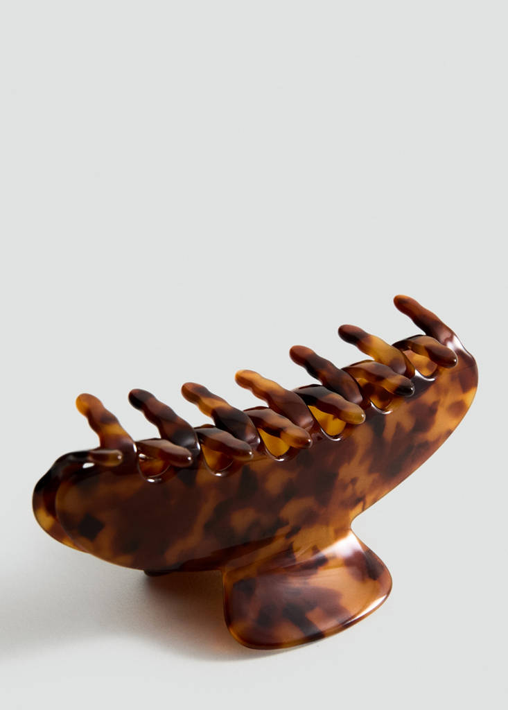 Pearl-effect hair clip — Chocolate